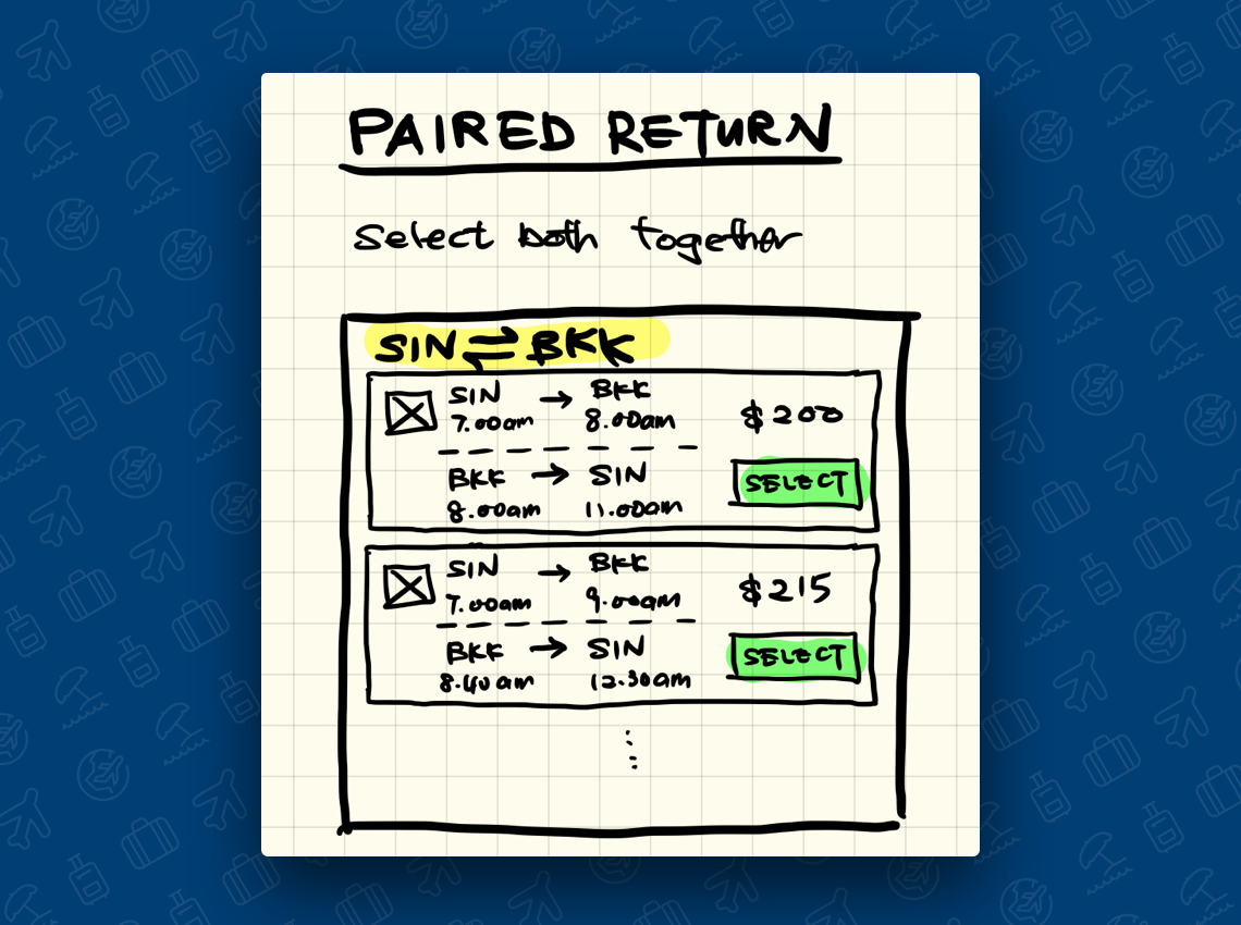 Paired return flight selection